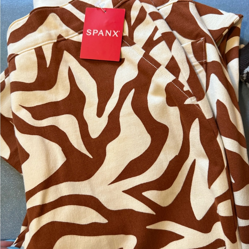 SPANX Zebra Print Pants in Brown and Cream - Picture 5 of 8